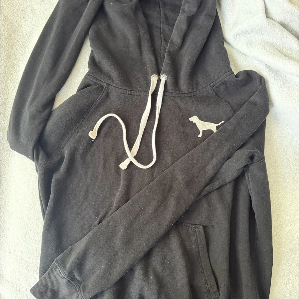 Y2K PINK Victoria's Secret Black Hoodie with White Dog Logo - Picture 2 of 3